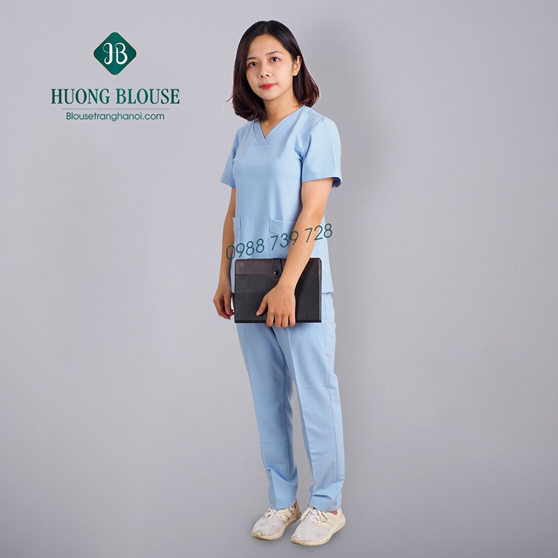 Quần áo blouse, quần áo bác sĩ, bộ scrubs, chất coton mềm  - Blouse trắng hà nội