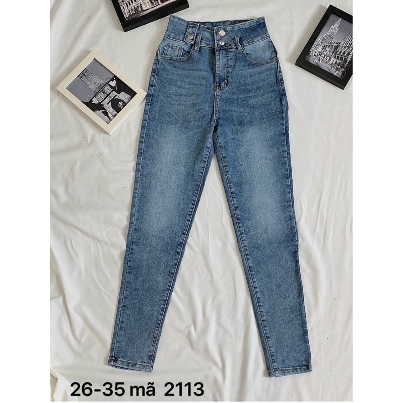 Quần jean nữ lưng cao size đại kiểu lưng 2 nút form skinny co giãn bigsize 80kg Ms2113 2Kjean