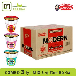 Thùng 24 mì ly modern MIX 2 vị Tôm Bò tận hưởng hương vị mới