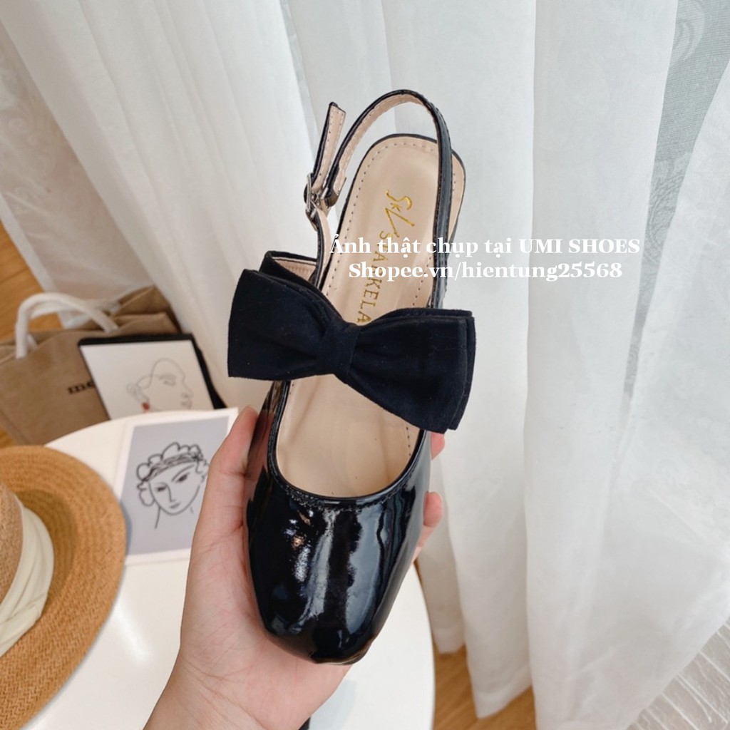 Giày hài búp bê nữ slingback nơ bím đế bệt/ đế 3p gót vuông quai hậu nhẹ nhàng đi làm văn phòng công sở đi chơi đẹp xinh