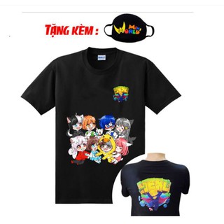 Áo hero team - áo thun Mini world màu đen mẫu mới cực chất kèm khẩu trang