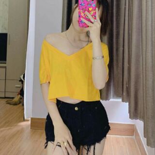 Áo croptop cổ tim siêu hot đủ màu