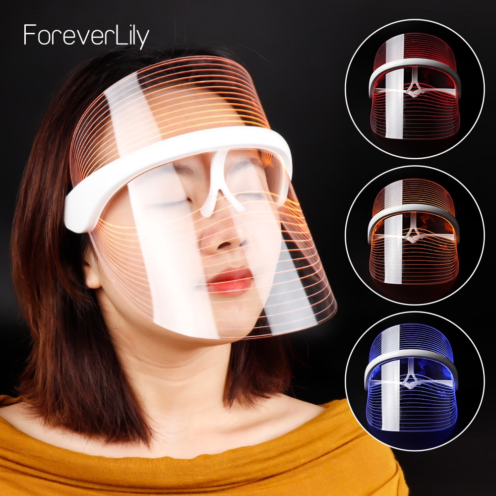 Mặt nạ dưỡng da FOREVERLILY có đèn LED 3 màu chống lão hóa nếp nhăn săn chắc da