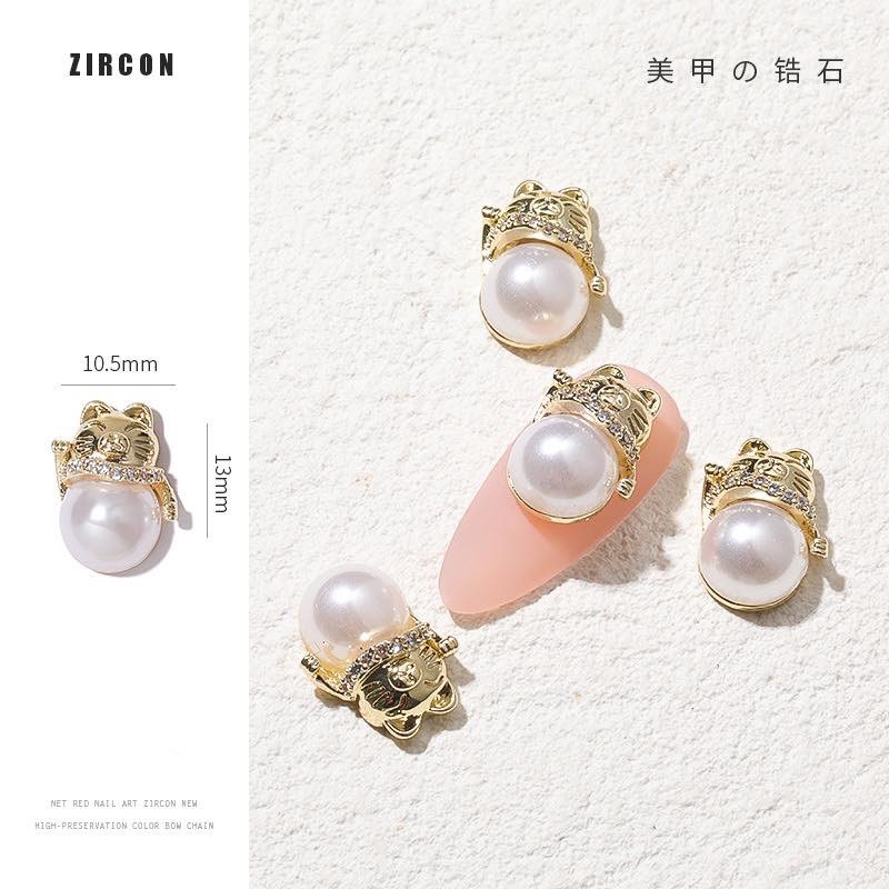Charm nai cao cấp mèo may mắn