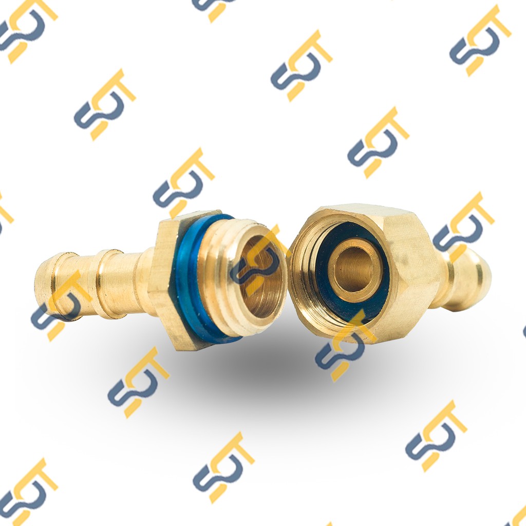 [RẮC CO NỐI ỐNG] Nối thẳng hai đầu đuôi chuột nối gắn cắm ống nhựa mềm PU có trục ren tháo lắp trong ngoài - Đồng thau