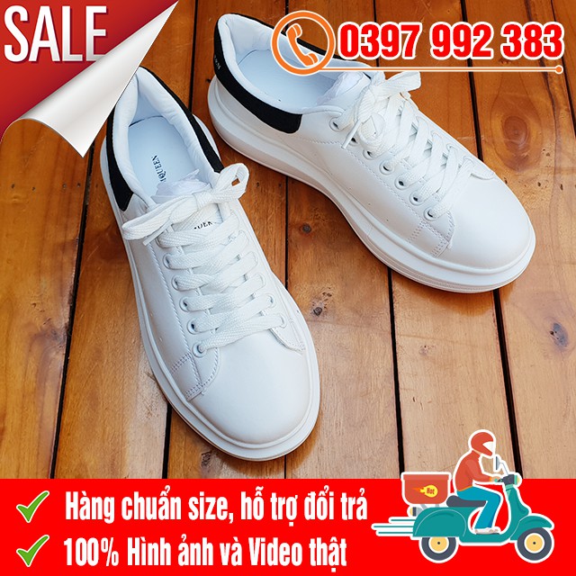 [MIỄN PHÍ SHIP] Giày Thể Thao ALEXANDER MC QUEEN Trắng Gót Đen Nam Nữ