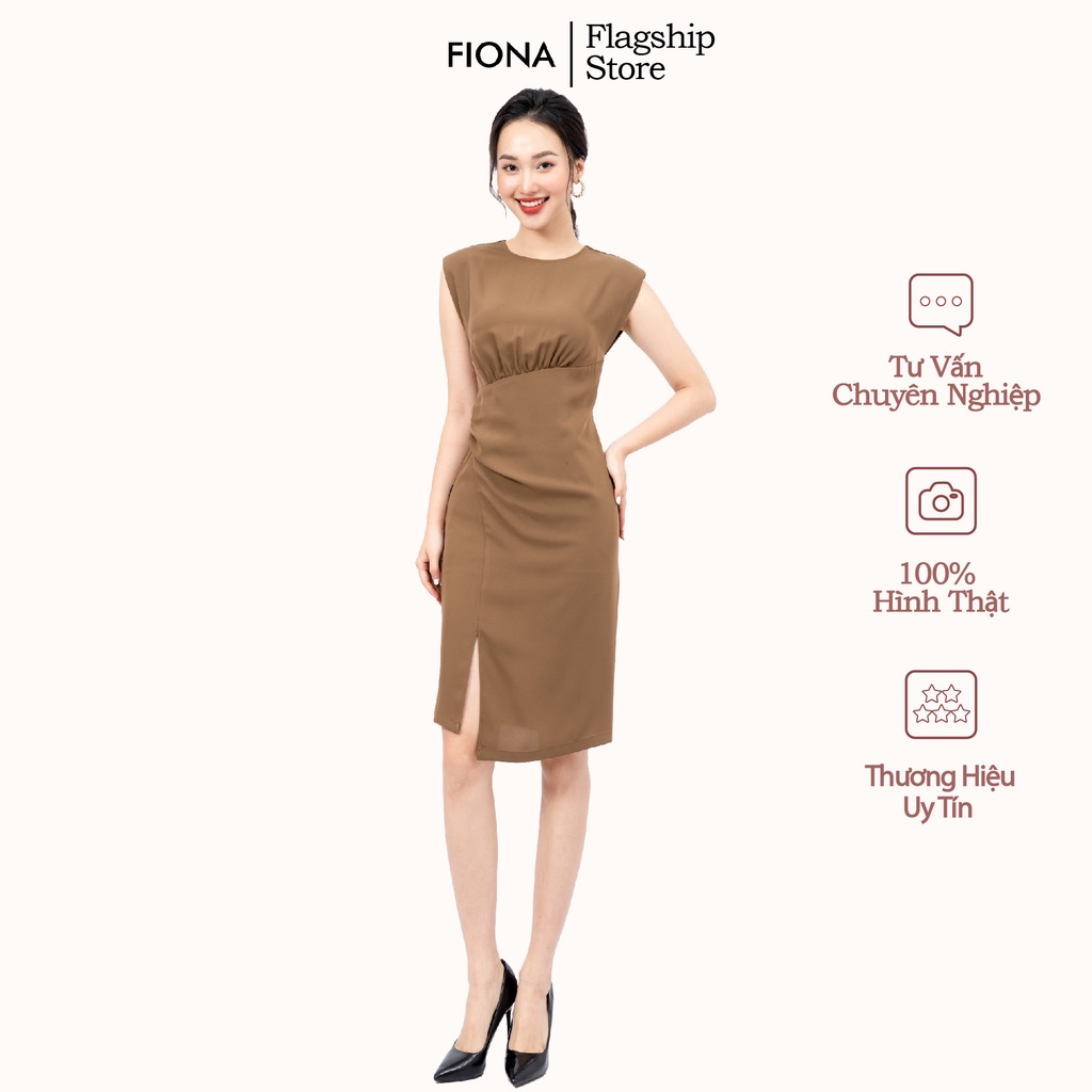 Đầm thiết kế dáng ôm FIONA, Đầm công sở nữ quyến rũ xẻ tà trước F451020