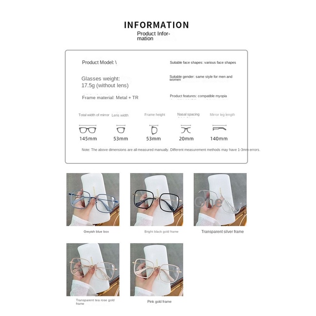 Mắt Kính Chống Ánh Sáng Xanh Gọng Lớn Phong Cách retro Mới Cho Nam Nữ