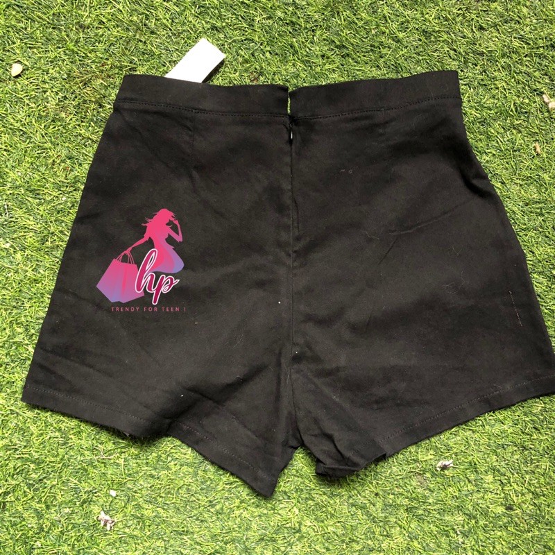 Quần short kaki co giãn lưng cao phối khoen mới 2021
