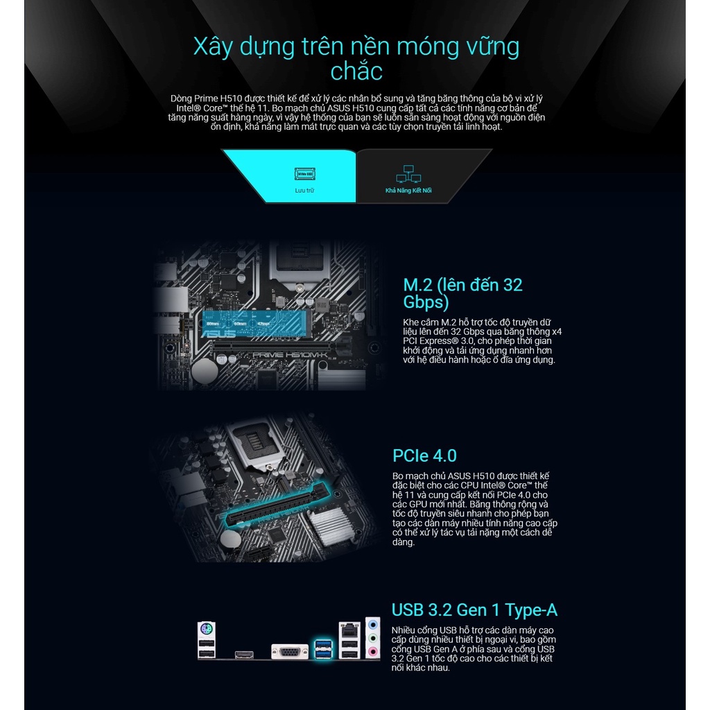 Bo mạch chủ gaming Mainboard ASUS PRIME H510M-K Intel H510, Socket 1200, m-ATX, 2 khe Ram DDR4-Chính hãng bảo hành 3 năm