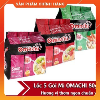 Bịch 5 Gói Mì Tôm Omachi Xốt Bò Hầm - Sườn Hầm - Tôm chua cay 80g date mới .