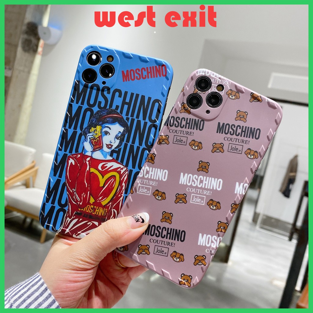 Ốp điện thoại in hình chú gấu + logo MOSCHINO cho IPHONE7/8/9 7PLUS/8PLUS X/XS XSMAX 11 11PRO 11PROMAX SE2