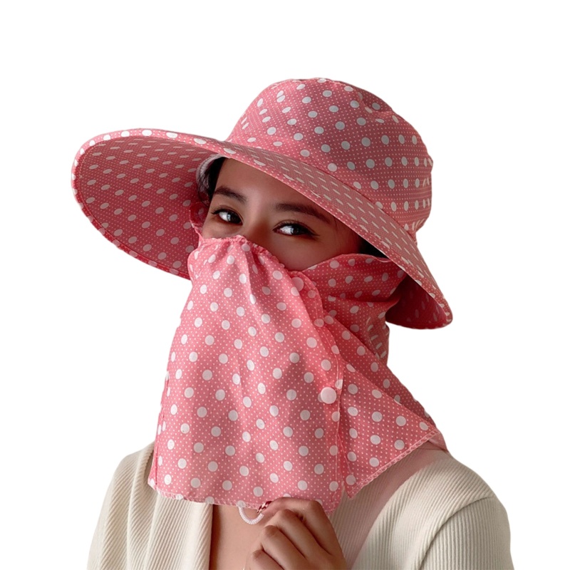 Mũ Chống Nắng Đi Biển Thoáng Khí Kèm Khăn Che Mặt Chống Mồ Hôi Dễ Phối Đồ Bất Ngờ Thời Trang Mùa Hè Cho Nữ