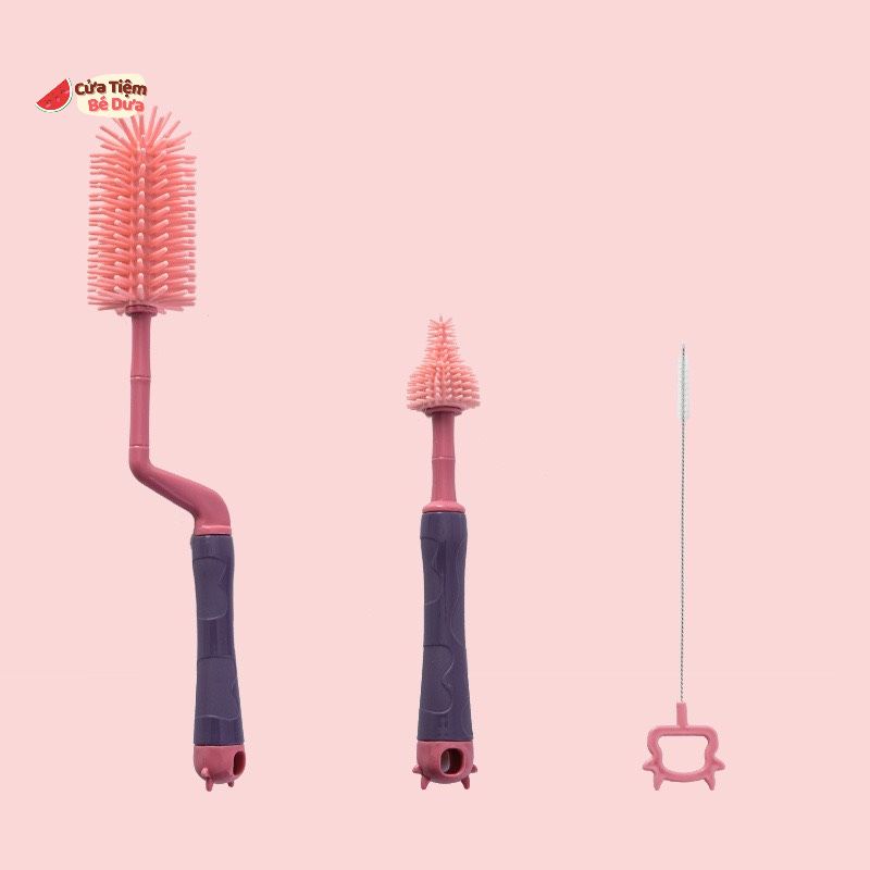 Cọ Bình Sữa Silicon Cao Cấp Tay Cầm Xoay 360 Độ Dùng Cho Mọi Loại Bình