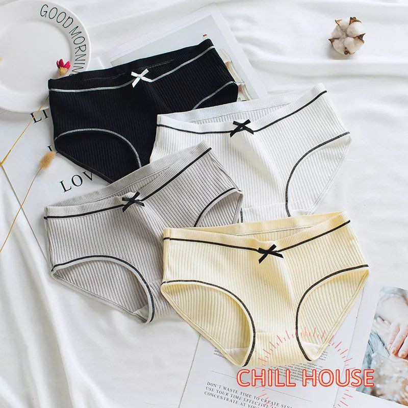 Quần lót nữ cotton tăm đính nơ siêu đẹp Q105 - CHILLHOUSE
