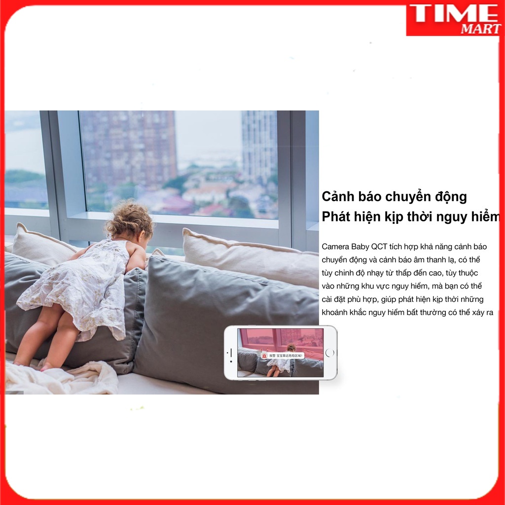 Camera giám sát QCT baby monitor kèm màn hình hiển thị - cảm biến nhiệt độ, độ ẩm, cảnh báo trẻ em khóc, đàm thoại