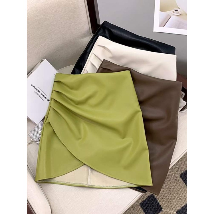 Chân váy da xếp vạt dáng ôm, Chân váy cạp cao sexxy CV8040 - Nhinhi Shop