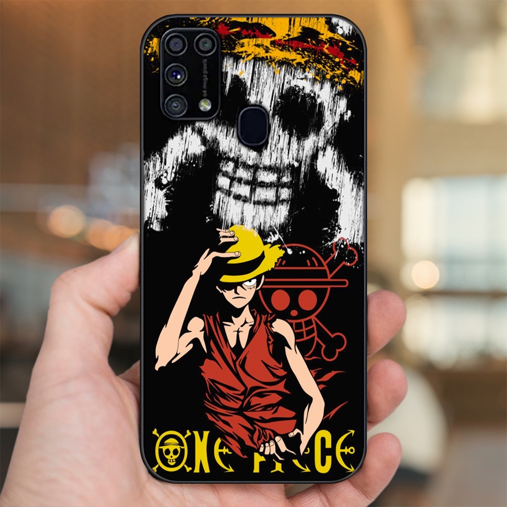 Ốp lưng Samsung M31 viền đen in hình Luffy One Piece