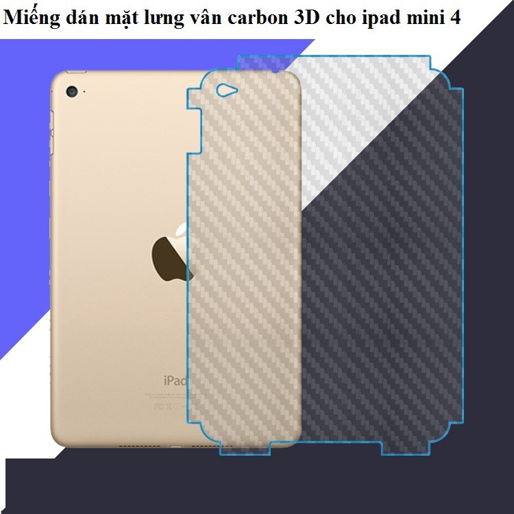 Miếng dán mặt lưng vân Carbon 3D cho iPad Mini 4 - Hàng nhập khẩu - H_Shop_VN