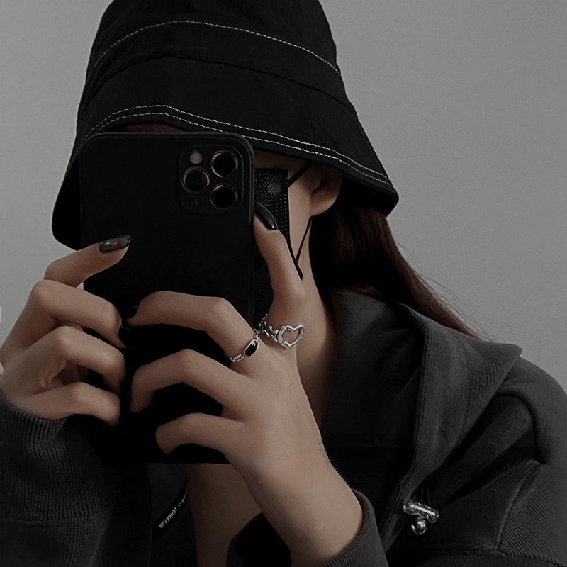 Nhẫn hở hình trái tim phong cách đường phố cá tính chất lượng cao