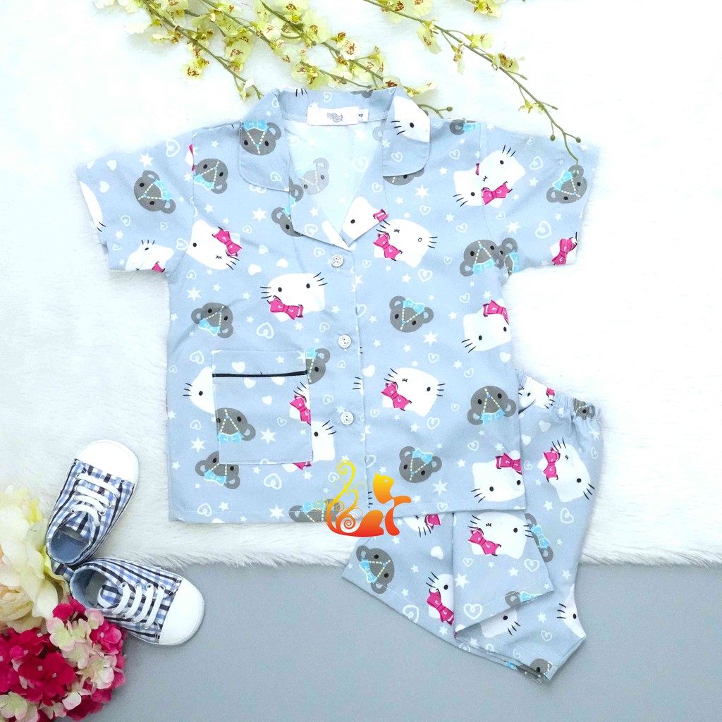 Bộ Đồ Mặc Nhà &quot;Kít ti - Tim&quot; Pijama Kate Thái - Cho Bé 8 - 38kg.