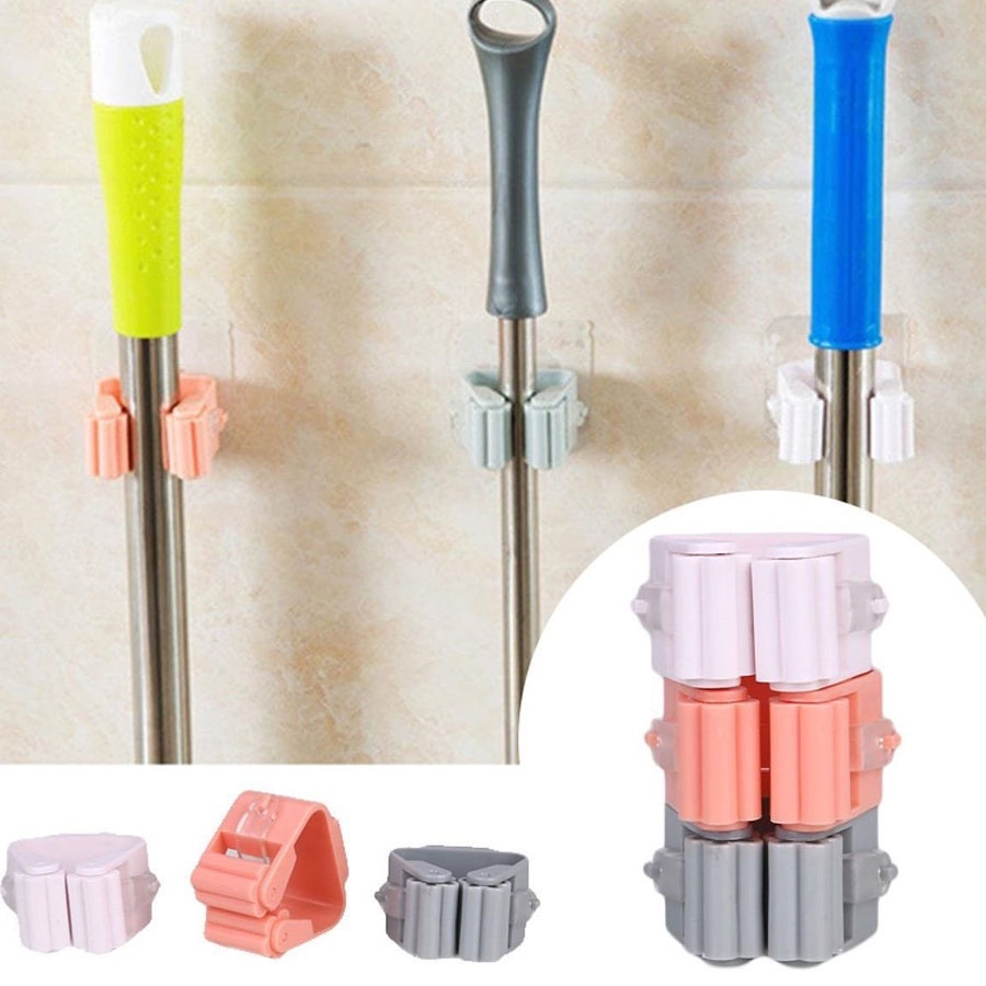 Kẹp chổi dán tường, móc kẹp đồ