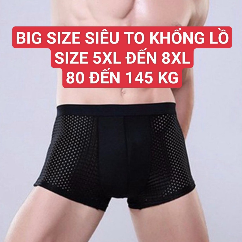 Quần sịp đùi boxer Nhật 4 chiều thông hơi cao cấp BIG SIZE SIZE LỚN (5XL ĐẾN 8XL, 85 ĐẾN 145 KG) thoáng khí kháng khuẩn