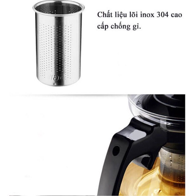 Bình Lọc Trà Thủy Tinh Có Lưới Lọc Inox 304 Không Gỉ