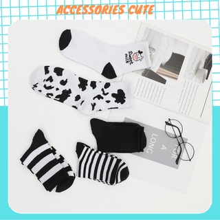 Tất vớ nữ cổ cao họa tiết bò sữa đen trắng sọc Hàn Quốc cực đẹp CUTE ACCESSORIES TOP 1 AD05