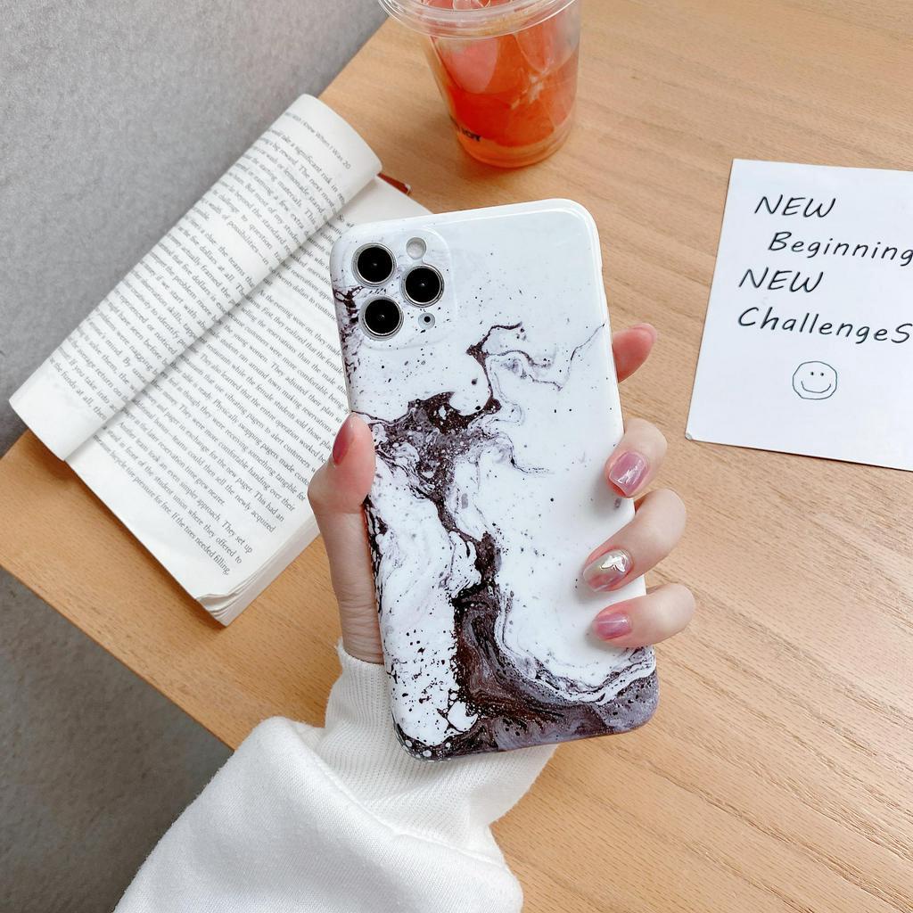 Ốp lưng điện thoại bằng đá cẩm thạch sang trọng cho iPhone 11 Pro Max Xr X Xs Max SE 2020 7 8 Plus Silicone TPU Soft IMD ốp lưng