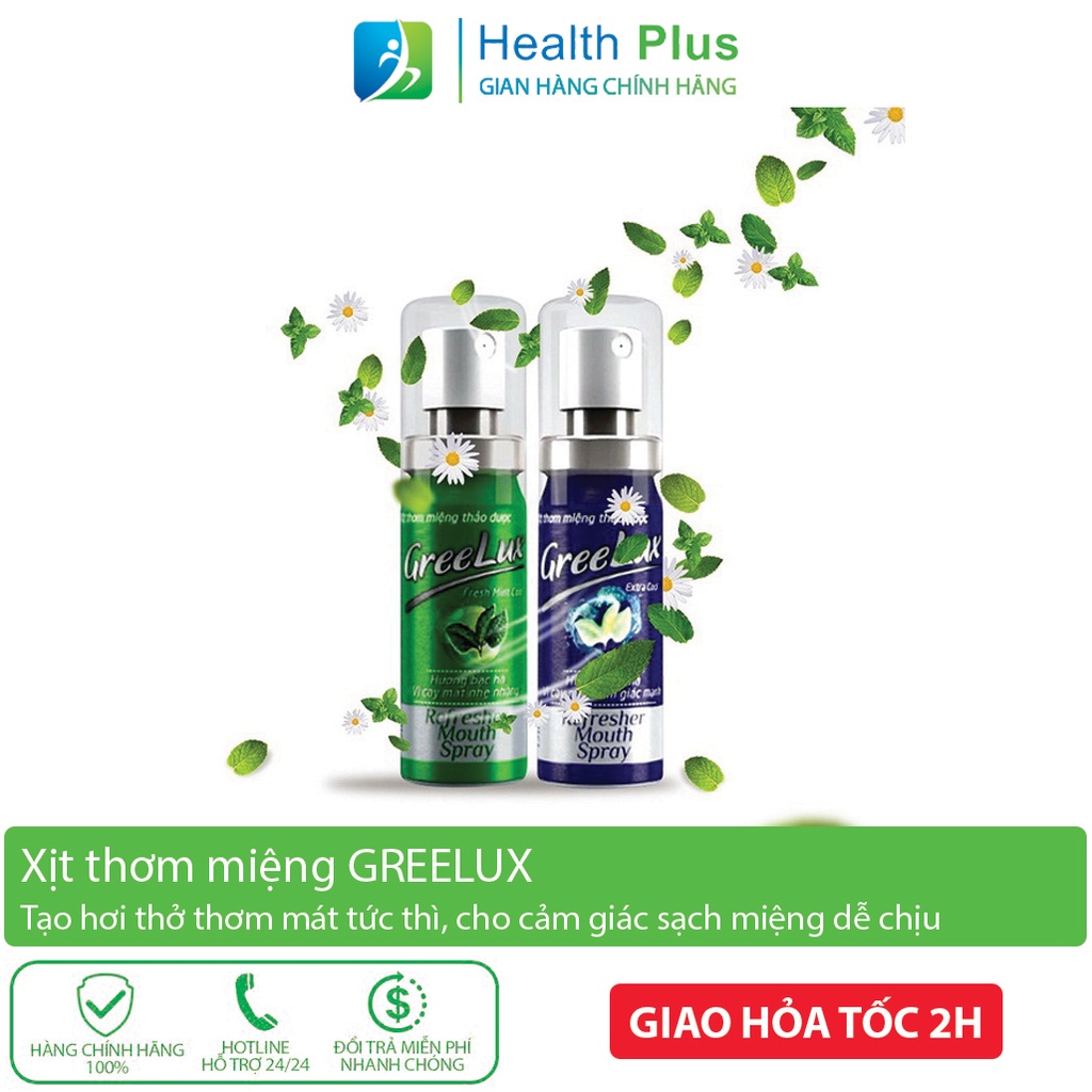 Xịt thơm miệng Greelux Thảo Dược chai 12ml hương bạc hà khử mùi hôi miệng - nước xịt thơm miệng Gree Lux