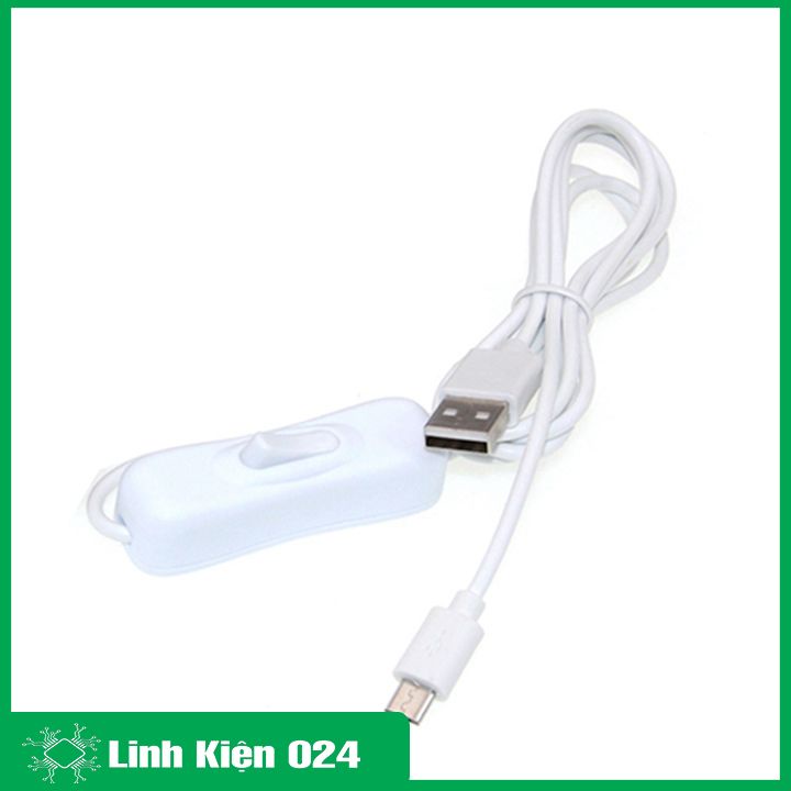 Dây cáp nguồn đèn tích điện có công tắc USB 5VDC chân micro dây dài 1.5 mét, màu giao ngẫu nhiên