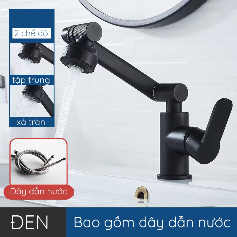 VÒI NƯỚC XOAY THÔNG MINH ĐA NHIỆM. HAI CHIỀU NÓNG LẠNH  Model: KOREA 01. xoay mọi ngõ ngách, Chất liệu thân đồng,