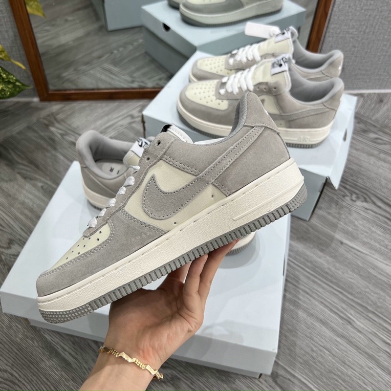 GIÀY AF1 CUSTOM XÁM NÂU DA LỘN LAI AU
