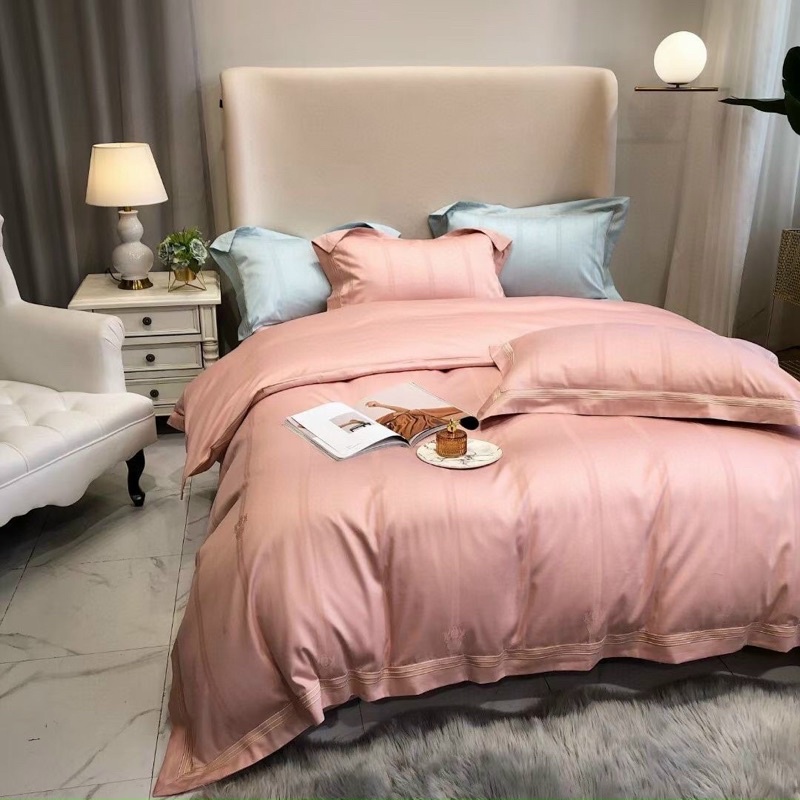 Bộ Ga Gối Vỏ Chăn Lụa Dệt 100s Cao Cấp Màu Hồng Nude 4 Món Nhập Khẩu Size 1m6x2,1m8x2m,2mx2m2