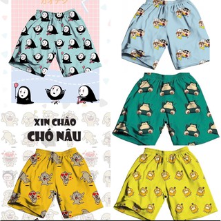 Quần Short Thun POKE In Thú Nhiều Màu Unisex