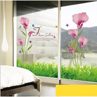 Decal dán tường, dán kính hoa cây cỏ trang trí