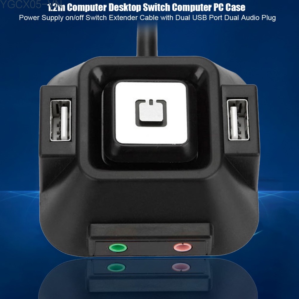 1.2m Computer Desktop Switch Computer PC Case Power Supply on/off Switch Extender Cable with Dual USB Port Dual Audio Plug | BigBuy360 - bigbuy360.vn