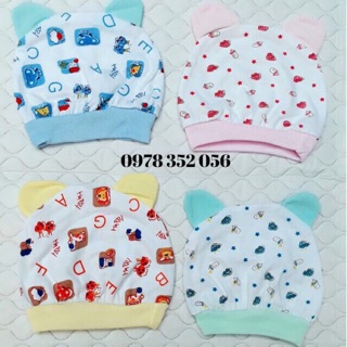 Combo 3 mũ che thóp cotton mịn cho bé sơ sinh
