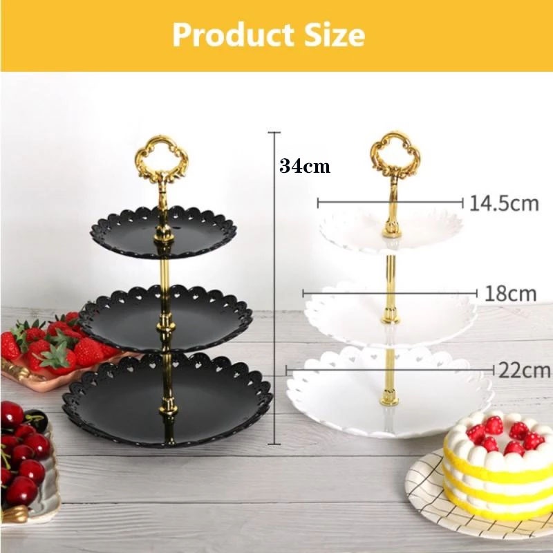 Giá Đỡ Bánh Tráng Miệng / Tráng Miệng 3 Tầng Bằng Nhựa Có Thể Tháo Rờ