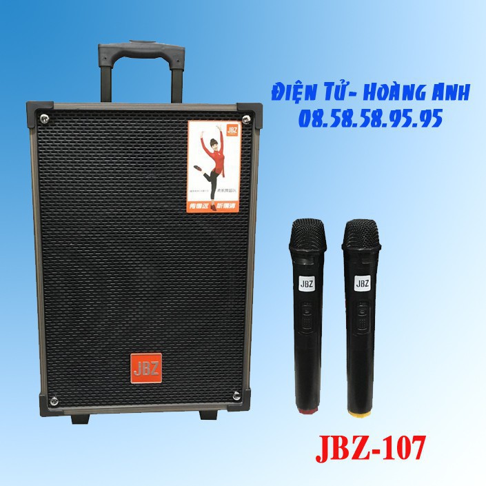 Loa kéo JBZ 107-Bass 2.5 tấc(25cm)CS-300W+2 Micro Không Dây+Remto+1 adapter sạc+dây tín hiệu tivi