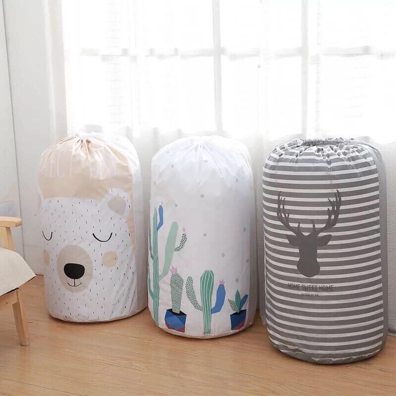 Túi đựng chăn màn hình trụ đa năng - Túi đựng quần áo có dây rút, chống thấm nước, siêu bền - Time365