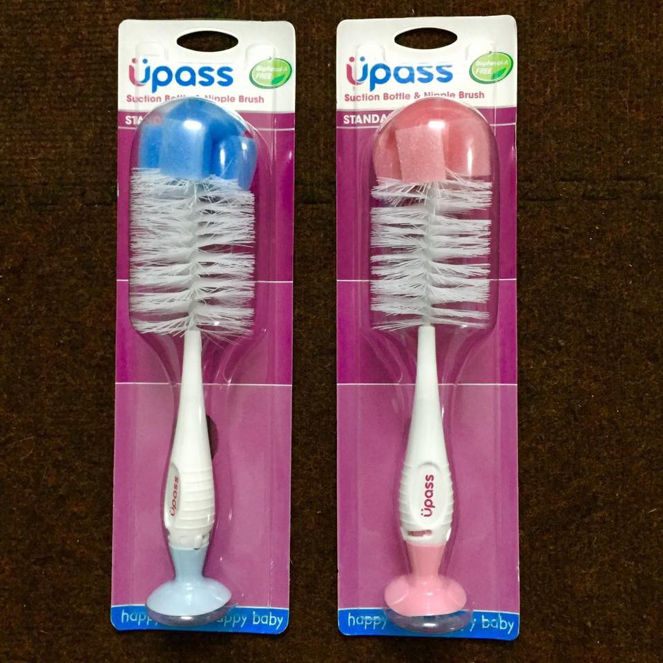 Bộ chổi cọ rửa bình sữa và núm ti không BPA thương hiệu Upass nhập khẩu Thái Lan ( có đế hút chân không chống rơi đổ)