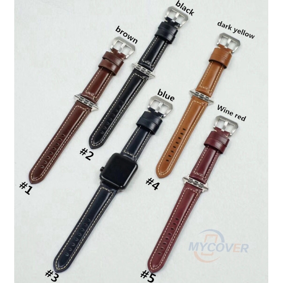 Dây đeo đồng hồ da thật kiểu dáng vintage dành cho Apple Watch 38mm 40mm 42mm 44mm iWatch dòng số 4 3 2 1