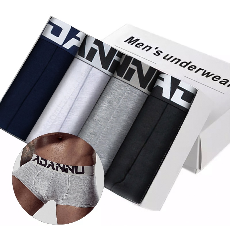 Set 4 Quần Lót Boxer Cotton Chữ U Thoáng Khí Gợi Cảm Cho Nam AD125