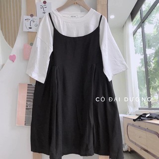 Set váy yếm bo chun eo ullzang hot hit (shop bán váy yếm đẹp)