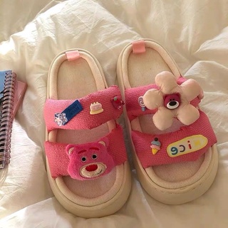Dép lê đế dày hình gấu dâu lotso dễ thương