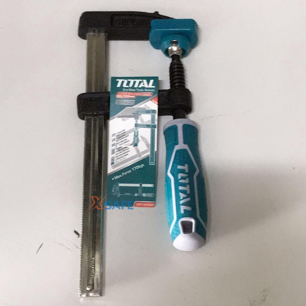 Kẹp gỗ chữ F TOTAL chất liệu thép Cr-V cao cấp, chống rỉ sét cong vênh trong quá trình sử dụng, thiết kế thông minh