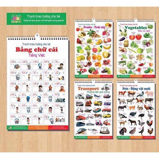 Combo 2 Bộ Tranh Học Tập 12 Chủ Đề Cho Bé Nhận Biết Cuộc Sống