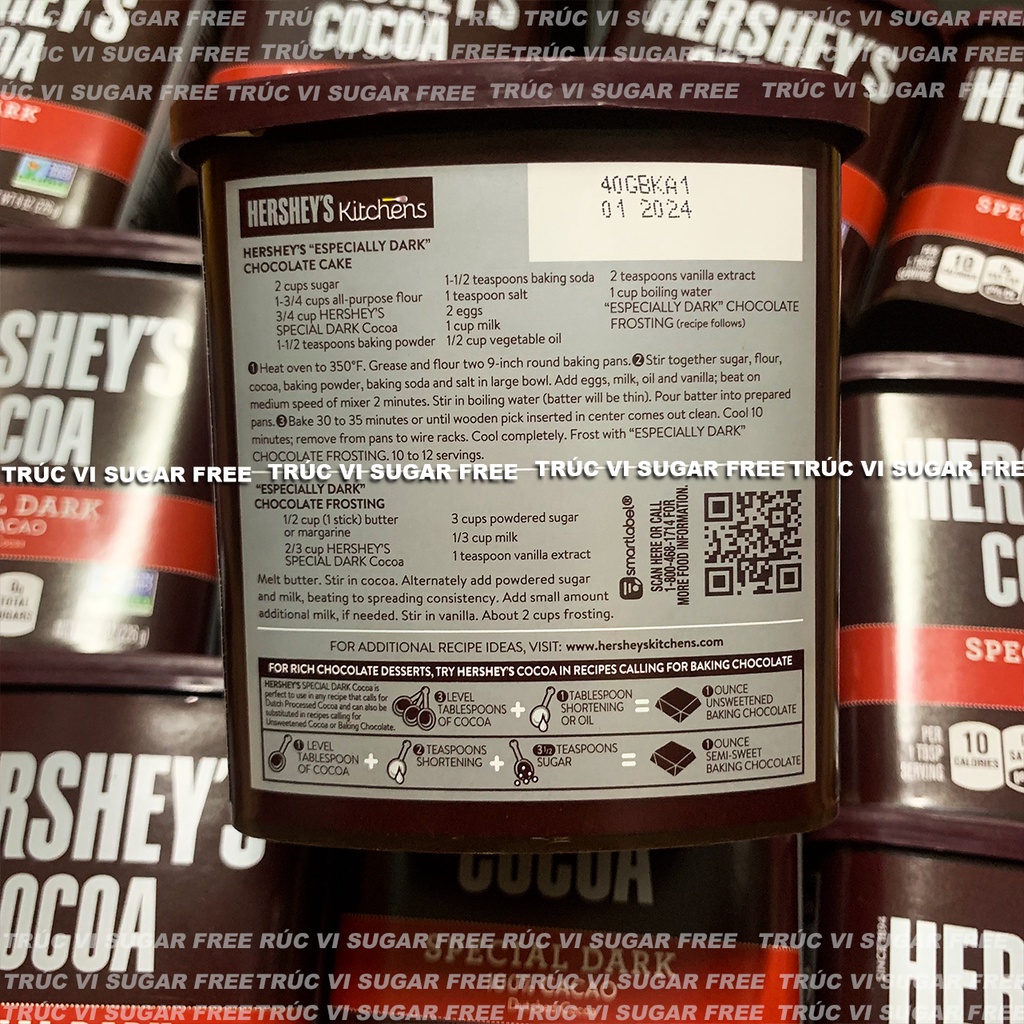 Cacao bột Nguyên chất Hershey’s (eat clean ,keto , gymer , không đường )